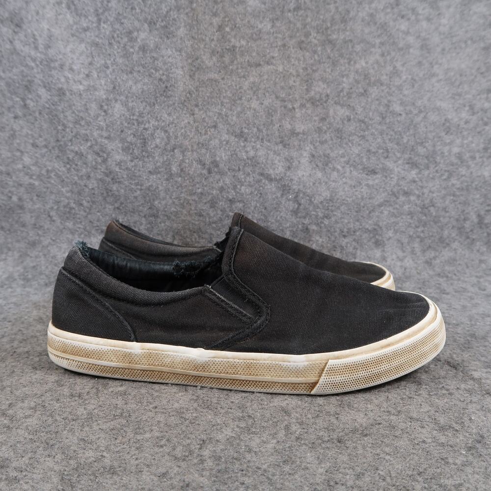 The Childrens Place Shoes Kid 2 Casual Slip On Sneaker Black Canvas Flat Trainer